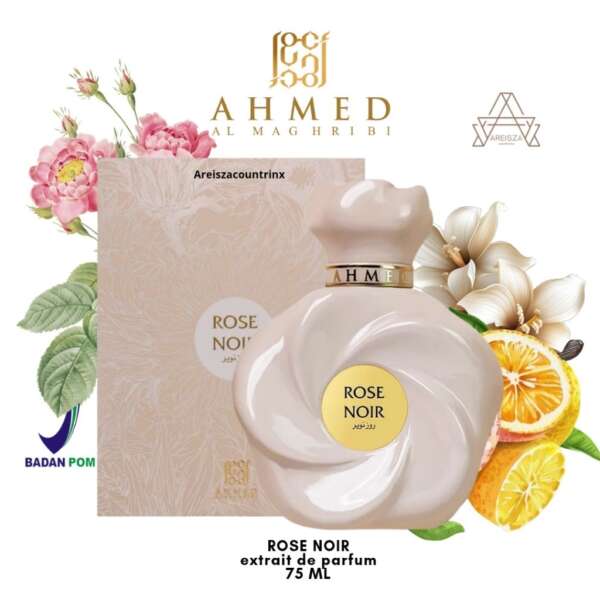 Ahmed Al Maghribi Rose Noir EXTRAIT DE PARFUM 75 ML (ORIGINAL BPOM SEGEL) — parfum unisex original BPOM, 75 ml