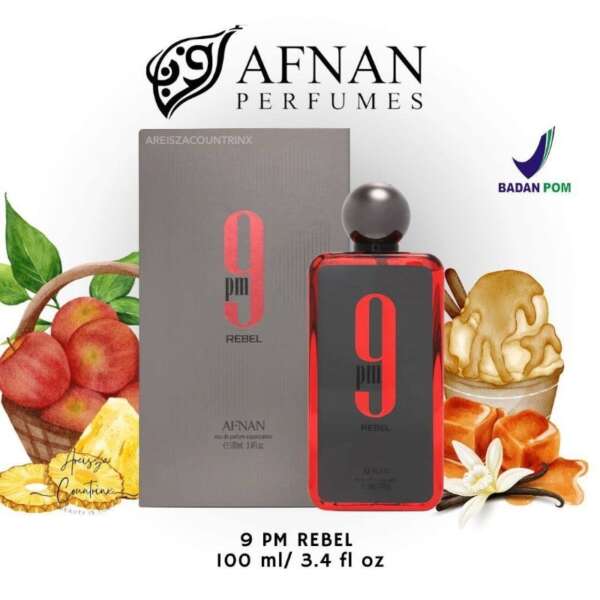 Parfum Afnan 9 PM Rebel EDP 100ml for Unisex — parfum unisex original BPOM, 100 ml
