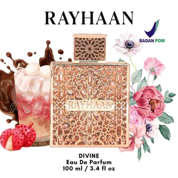 Parfum Rayhaan Divine EDP 100ml Unisex Bunga Gourmand — parfum unisex original BPOM, 100 ml